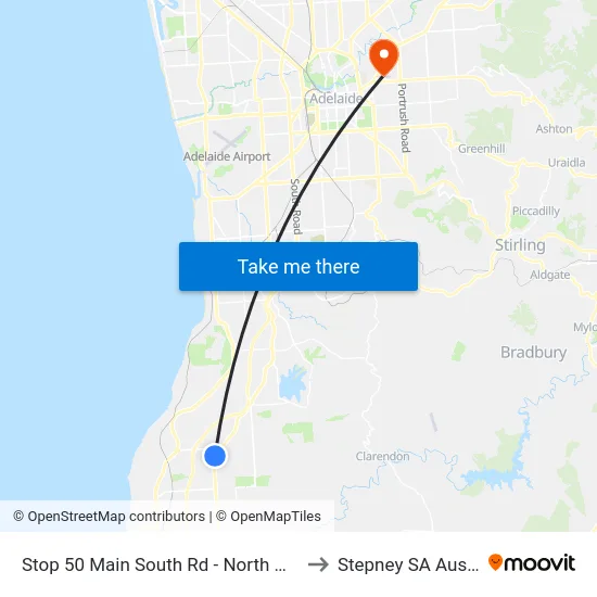 Stop 50 Main South Rd - North West side to Stepney SA Australia map