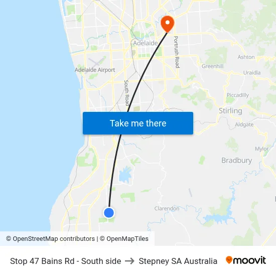 Stop 47 Bains Rd - South side to Stepney SA Australia map
