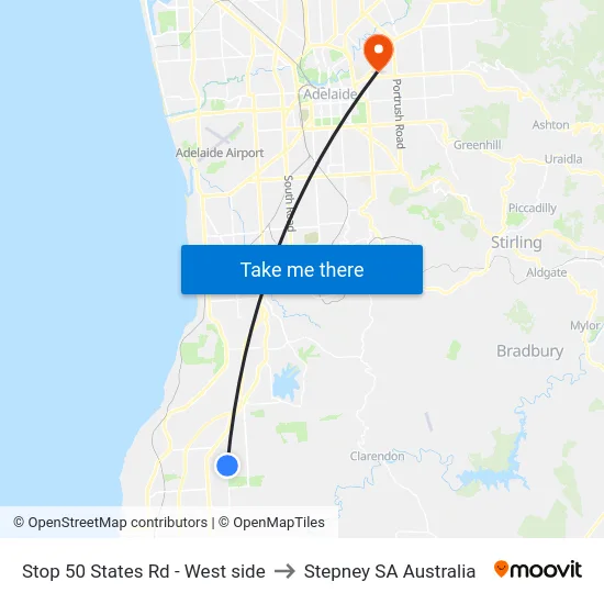 Stop 50 States Rd - West side to Stepney SA Australia map