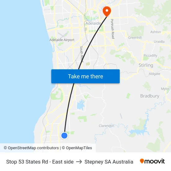 Stop 53 States Rd - East side to Stepney SA Australia map