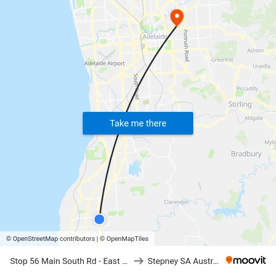 Stop 56 Main South Rd - East side to Stepney SA Australia map