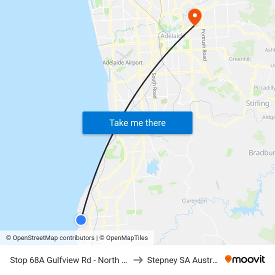 Stop 68A Gulfview Rd - North side to Stepney SA Australia map
