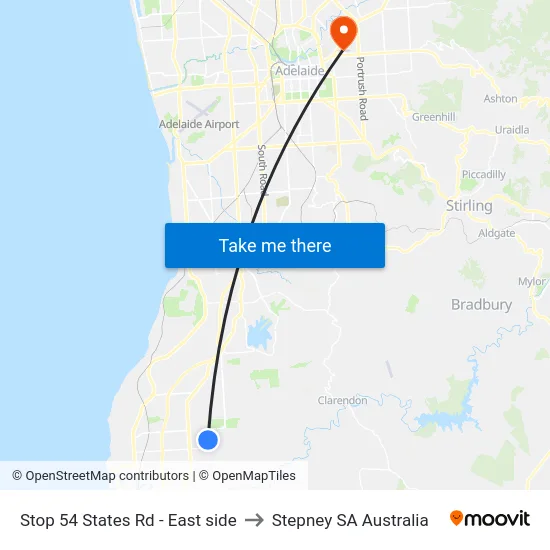 Stop 54 States Rd - East side to Stepney SA Australia map