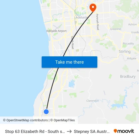 Stop 63 Elizabeth Rd - South side to Stepney SA Australia map