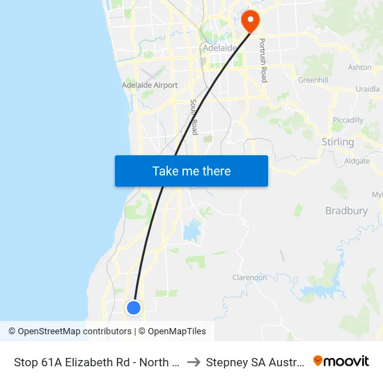 Stop 61A Elizabeth Rd - North side to Stepney SA Australia map