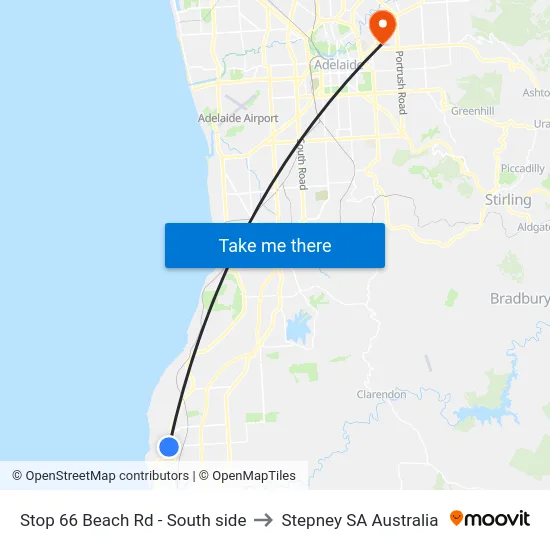 Stop 66 Beach Rd - South side to Stepney SA Australia map