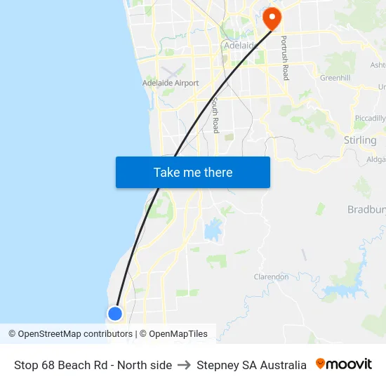 Stop 68 Beach Rd - North side to Stepney SA Australia map
