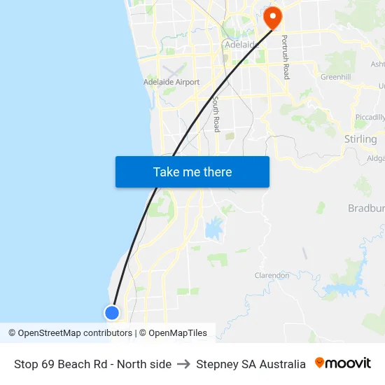 Stop 69 Beach Rd - North side to Stepney SA Australia map