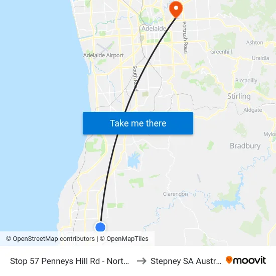Stop 57 Penneys Hill Rd - North side to Stepney SA Australia map