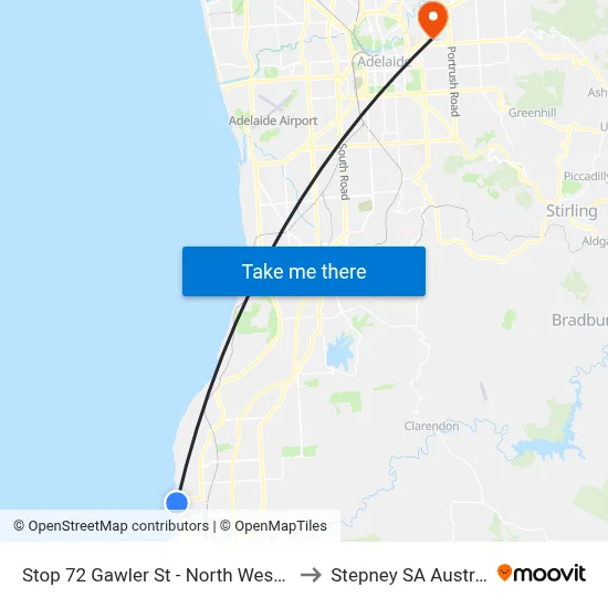 Stop 72 Gawler St - North West side to Stepney SA Australia map