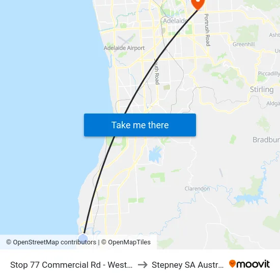 Stop 77 Commercial Rd - West side to Stepney SA Australia map