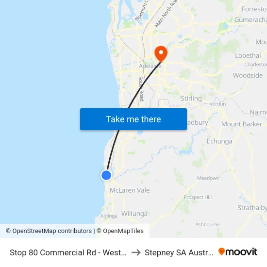 Stop 80 Commercial Rd - West side to Stepney SA Australia map