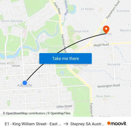 E1 - King William Street - East side to Stepney SA Australia map