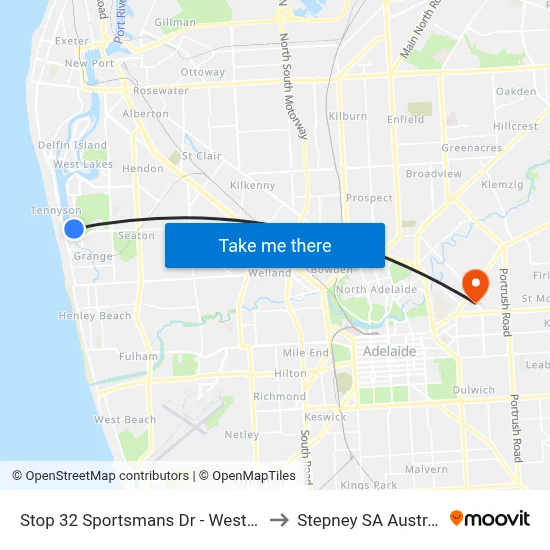 Stop 32 Sportsmans Dr - West side to Stepney SA Australia map