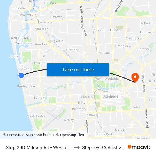 Stop 29D Military Rd - West side to Stepney SA Australia map