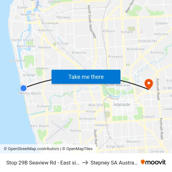Stop 29B Seaview Rd - East side to Stepney SA Australia map