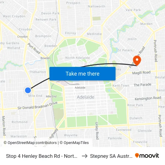 Stop 4 Henley Beach Rd - North side to Stepney SA Australia map