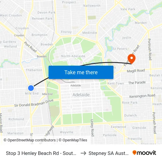 Stop 3 Henley Beach Rd - South side to Stepney SA Australia map