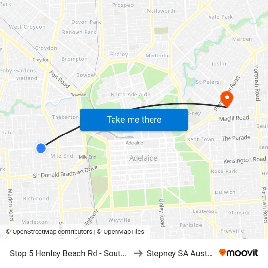 Stop 5 Henley Beach Rd - South side to Stepney SA Australia map