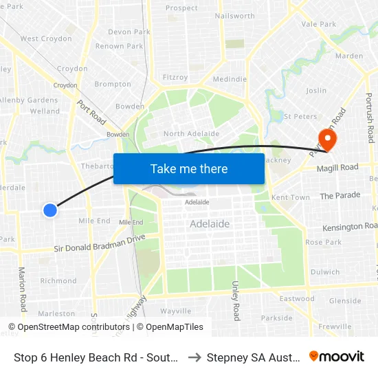 Stop 6 Henley Beach Rd - South side to Stepney SA Australia map