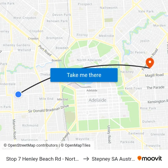 Stop 7 Henley Beach Rd - North side to Stepney SA Australia map