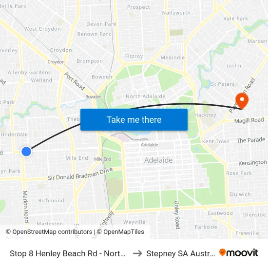 Stop 8 Henley Beach Rd - North side to Stepney SA Australia map