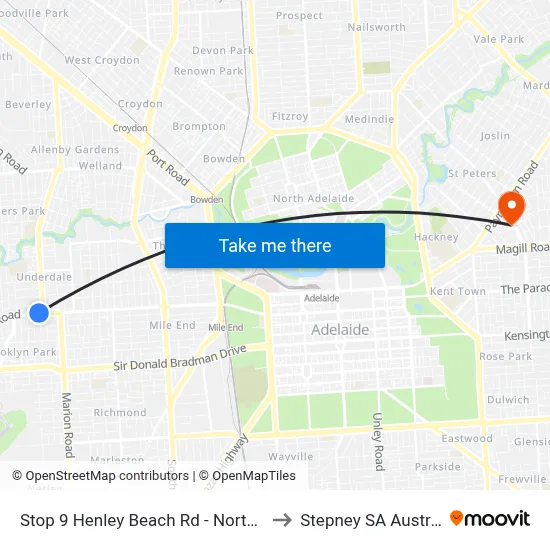 Stop 9 Henley Beach Rd - North side to Stepney SA Australia map