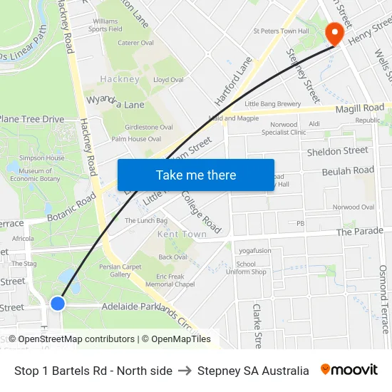 Stop 1 Bartels Rd - North side to Stepney SA Australia map