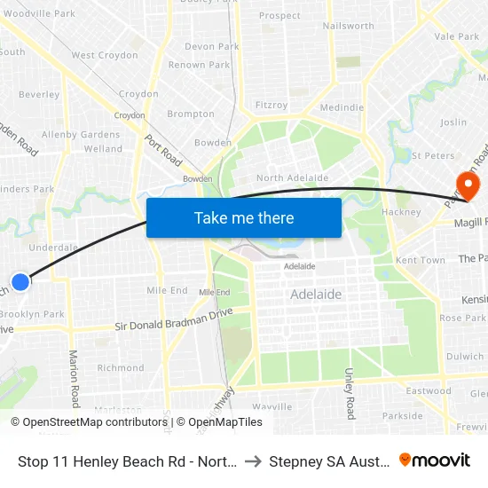 Stop 11 Henley Beach Rd - North side to Stepney SA Australia map
