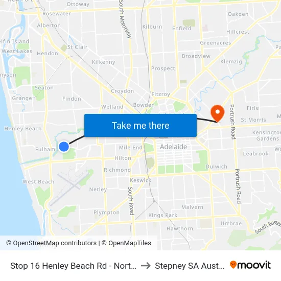 Stop 16 Henley Beach Rd - North side to Stepney SA Australia map