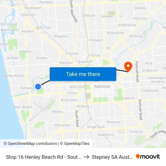 Stop 16 Henley Beach Rd - South side to Stepney SA Australia map
