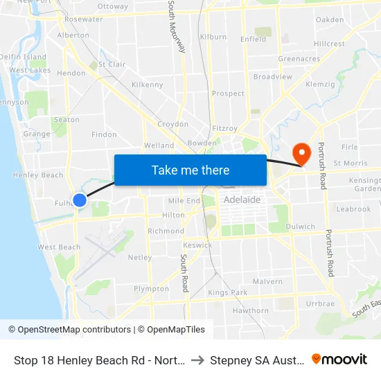 Stop 18 Henley Beach Rd - North side to Stepney SA Australia map