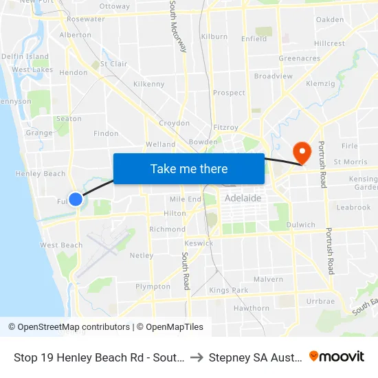 Stop 19 Henley Beach Rd - South side to Stepney SA Australia map