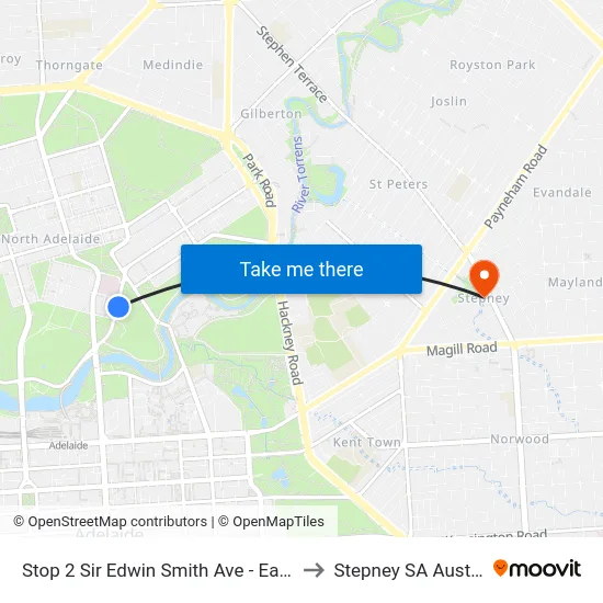 Stop 2 Sir Edwin Smith Ave - East side to Stepney SA Australia map