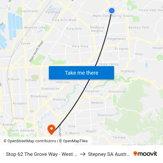 Stop 62 The Grove Way - West side to Stepney SA Australia map
