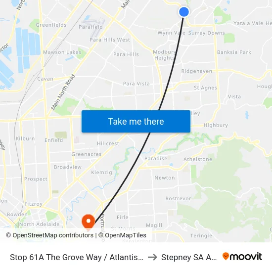 Stop 61A The Grove Way / Atlantis Dr - West side to Stepney SA Australia map