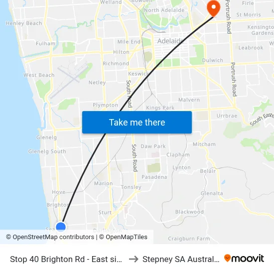 Stop 40 Brighton Rd - East side to Stepney SA Australia map