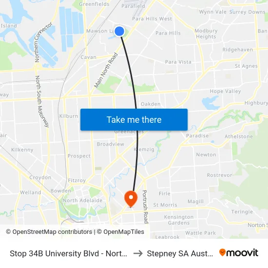 Stop 34B University Blvd - North side to Stepney SA Australia map