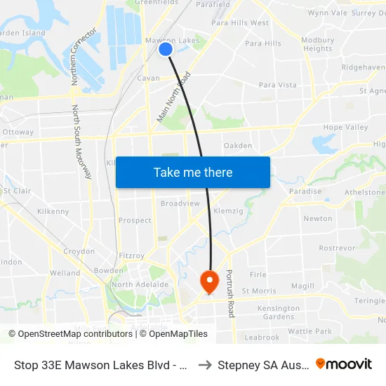Stop 33E Mawson Lakes Blvd - East side to Stepney SA Australia map