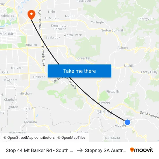 Stop 44 Mt Barker Rd - South side to Stepney SA Australia map