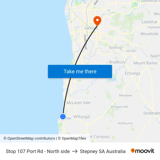 Stop 107 Port Rd - North side to Stepney SA Australia map