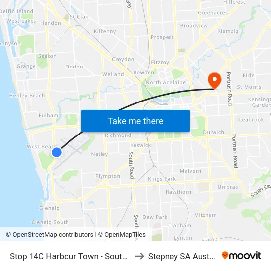 Stop 14C Harbour Town - South side to Stepney SA Australia map