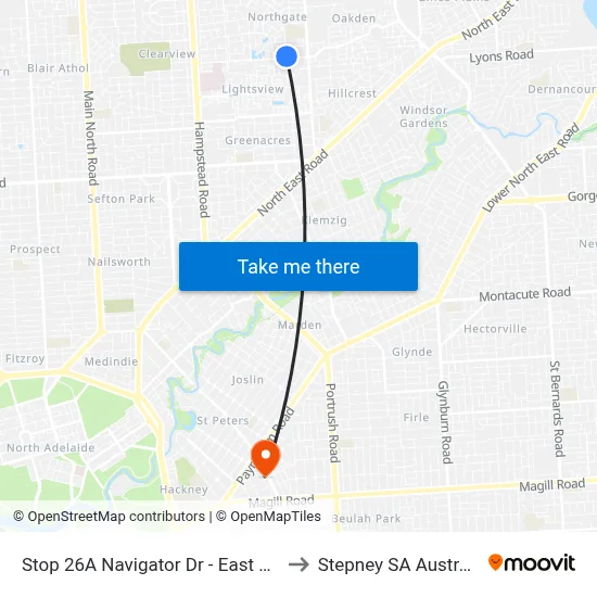Stop 26A Navigator Dr - East side to Stepney SA Australia map