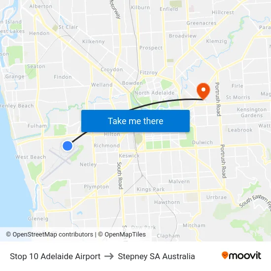 Stop 10 Adelaide Airport to Stepney SA Australia map