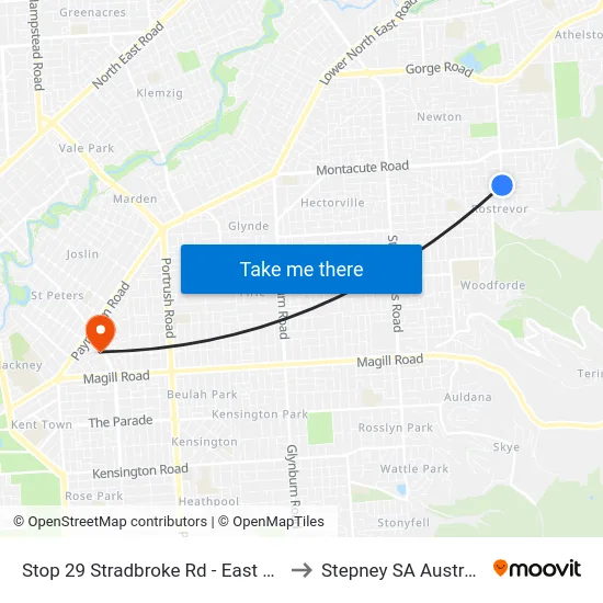 Stop 29 Stradbroke Rd - East side to Stepney SA Australia map