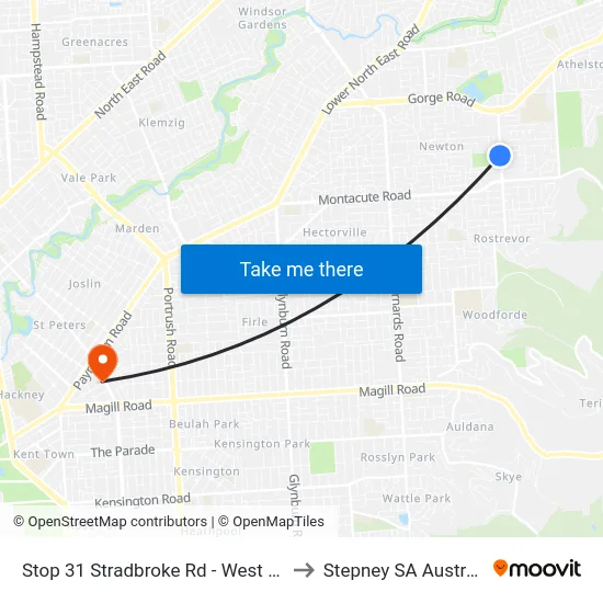 Stop 31 Stradbroke Rd - West side to Stepney SA Australia map