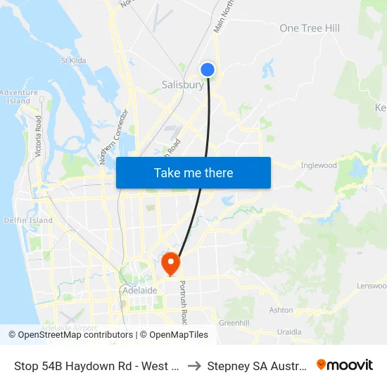 Stop 54B Haydown Rd - West side to Stepney SA Australia map