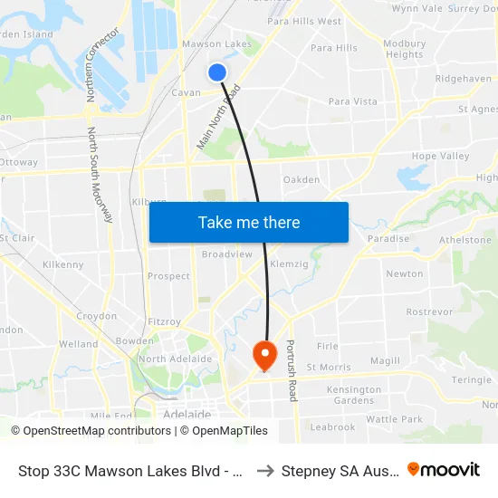 Stop 33C Mawson Lakes Blvd - East side to Stepney SA Australia map