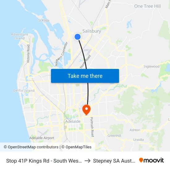Stop 41P Kings Rd - South West side to Stepney SA Australia map