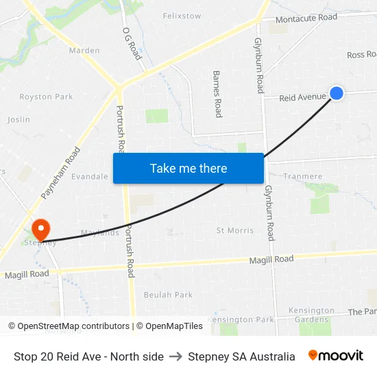 Stop 20 Reid Ave - North side to Stepney SA Australia map
